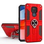 For Motorola Moto G Play (2021) Carbon Fiber Pattern PC + TPU Protective Case with Ring Holder(Red)