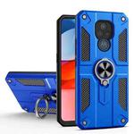 For Motorola Moto G Play (2021) Carbon Fiber Pattern PC + TPU Protective Case with Ring Holder(Dark Blue)