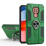 For Motorola Moto G9 Play Carbon Fiber Pattern PC + TPU Protective Case with Ring Holder(Dark Green)