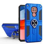 For Motorola Moto G9 Play Carbon Fiber Pattern PC + TPU Protective Case with Ring Holder(Dark Blue)