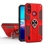 For Motorola Moto E6s (2020) Carbon Fiber Pattern PC + TPU Protective Case with Ring Holder(Red)