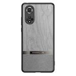 For Honor 50 Shang Rui Wood Grain Skin PU + TPU Shockproof Case(Grey)