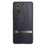 For Honor 50 Pro Shang Rui Wood Grain Skin PU + TPU Shockproof Case(Black)