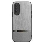 For Honor X20 SE Shang Rui Wood Grain Skin PU + TPU Shockproof Case(Grey)