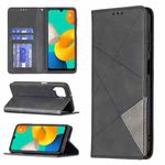 For Samsung Galaxy M32 Rhombus Texture Horizontal Flip Magnetic Leather Case with Holder & Card Slots(Black)