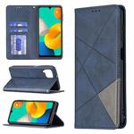 For Samsung Galaxy M32 Rhombus Texture Horizontal Flip Magnetic Leather Case with Holder & Card Slots(Blue)