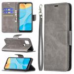 For OPPO A15 Retro Lambskin Texture Pure Color Horizontal Flip PU Leather Case with Holder & Card Slots & Wallet & Lanyard(Grey)