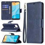 For OPPO A15 Retro Lambskin Texture Pure Color Horizontal Flip PU Leather Case with Holder & Card Slots & Wallet & Lanyard(Blue)