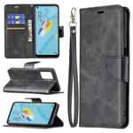 For OPPO A54 4G / 5G Retro Lambskin Texture Pure Color Horizontal Flip PU Leather Case with Holder & Card Slots & Wallet & Lanyard(Black)