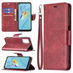 For OPPO A54 4G / 5G Retro Lambskin Texture Pure Color Horizontal Flip PU Leather Case with Holder & Card Slots & Wallet & Lanyard(Red)