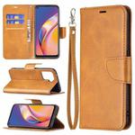 For OPPO A94 4G/Reno5 F/F19 Pro Retro Lambskin Texture Pure Color Horizontal Flip PU Leather Case with Holder & Card Slots & Wallet & Lanyard(Yellow)