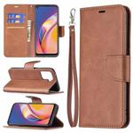 For OPPO A94 4G/Reno5 F/F19 Pro Retro Lambskin Texture Pure Color Horizontal Flip PU Leather Case with Holder & Card Slots & Wallet & Lanyard(Brown)