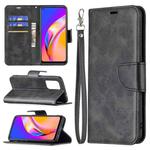 For OPPO A94 5G/F19 Pro+ 5G/Reno5 Z Retro Lambskin Texture Pure Color Horizontal Flip PU Leather Case with Holder & Card Slots & Wallet & Lanyard(Black)