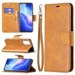 For OPPO Reno5 Pro 5G Retro Lambskin Texture Pure Color Horizontal Flip PU Leather Case with Holder & Card Slots & Wallet & Lanyard(Yellow)