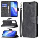 For OPPO Reno5 Pro 5G Retro Lambskin Texture Pure Color Horizontal Flip PU Leather Case with Holder & Card Slots & Wallet & Lanyard(Black)