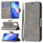 For OPPO Reno5 Pro 5G Retro Lambskin Texture Pure Color Horizontal Flip PU Leather Case with Holder & Card Slots & Wallet & Lanyard(Grey)
