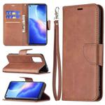 For OPPO Reno5 5G Retro Lambskin Texture Pure Color Horizontal Flip PU Leather Case with Holder & Card Slots & Wallet & Lanyard(Brown)