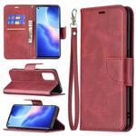 For OPPO Reno5 5G Retro Lambskin Texture Pure Color Horizontal Flip PU Leather Case with Holder & Card Slots & Wallet & Lanyard(Red)