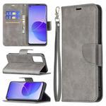 For OPPO Reno6 5G Retro Lambskin Texture Pure Color Horizontal Flip PU Leather Case with Holder & Card Slots & Wallet & Lanyard(Grey)