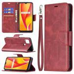 For OPPO Realme C15/C12/C25 Retro Lambskin Texture Pure Color Horizontal Flip PU Leather Case with Holder & Card Slots & Wallet & Lanyard(Red)