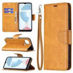 For OPPO Realme C21/C20 Retro Lambskin Texture Pure Color Horizontal Flip PU Leather Case with Holder & Card Slots & Wallet & Lanyard(Yellow)