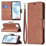 For OPPO Realme C21/C20 Retro Lambskin Texture Pure Color Horizontal Flip PU Leather Case with Holder & Card Slots & Wallet & Lanyard(Brown)
