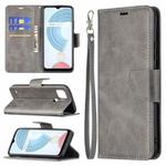 For OPPO Realme C21/C20 Retro Lambskin Texture Pure Color Horizontal Flip PU Leather Case with Holder & Card Slots & Wallet & Lanyard(Grey)