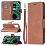 For OPPO Realme 8 5G/Realme V13 5G Retro Lambskin Texture Pure Color Horizontal Flip PU Leather Case with Holder & Card Slots & Wallet & Lanyard(Brown)