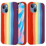 For iPhone 13 mini Rainbow Liquid Silicone Shockproof Full Coverage Protective Case (Red)