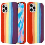 For iPhone 13 Rainbow Liquid Silicone Shockproof Full Coverage Protective Case(Red)