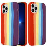 For iPhone 13 Pro Rainbow Liquid Silicone Shockproof Full Coverage Protective Case (Red)