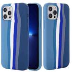 For iPhone 13 Pro Rainbow Liquid Silicone Shockproof Full Coverage Protective Case (Blue)
