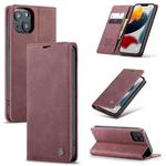 For iPhone 13 mini CaseMe-013 Multifunctional Retro Frosted Horizontal Flip Leather Case with Card Slot & Holder & Wallet (Wine Red)