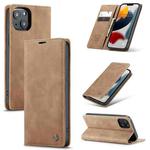 For iPhone 13 CaseMe-013 Multifunctional Retro Frosted Horizontal Flip Leather Case with Card Slot & Holder & Wallet(Brown)