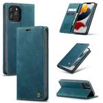 For iPhone 13 Pro CaseMe-013 Multifunctional Retro Frosted Horizontal Flip Leather Case with Card Slot & Holder & Wallet (Blue)