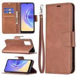 For vivo V21e 4G Retro Lambskin Texture Pure Color Horizontal Flip PU Leather Case with Holder & Card Slots & Wallet & Lanyard(Brown)