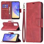 For vivo V21e 4G Retro Lambskin Texture Pure Color Horizontal Flip PU Leather Case with Holder & Card Slots & Wallet & Lanyard(Red)