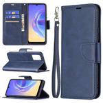For vivo V21e 4G Retro Lambskin Texture Pure Color Horizontal Flip PU Leather Case with Holder & Card Slots & Wallet & Lanyard(Blue)