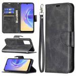 For vivo V21e 4G Retro Lambskin Texture Pure Color Horizontal Flip PU Leather Case with Holder & Card Slots & Wallet & Lanyard(Black)