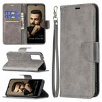 For vivo V21e 5G Retro Lambskin Texture Pure Color Horizontal Flip PU Leather Case with Holder & Card Slots & Wallet & Lanyard(Grey)
