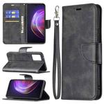 For vivo V21 Retro Lambskin Texture Pure Color Horizontal Flip PU Leather Case with Holder & Card Slots & Wallet & Lanyard(Black)