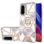 For Xiaomi Mi 11i / Poco F3 / Redmi K40 / Redmi K40 Pro Electroplating Splicing Marble Flower Pattern TPU Shockproof Case with Rhinestone Ring Holder(Imperial Crown)