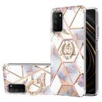 For Xiaomi Poco M3 / Redmi Note 9 4G / Redmi 9 Power / Redmi 9T Electroplating Splicing Marble Flower Pattern TPU Shockproof Case with Rhinestone Ring Holder(Imperial Crown)