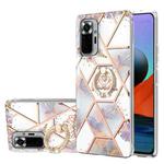 For Xiaomi Redmi Note 10 Pro Max Electroplating Splicing Marble Flower Pattern TPU Shockproof Case with Rhinestone Ring Holder(Imperial Crown)