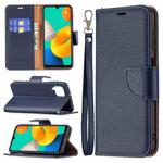 For Samsung Galaxy M32 Litchi Texture Pure Color Horizontal Flip Leather Case with Holder & Card Slots & Wallet & Lanyard(Dark Blue)