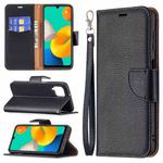For Samsung Galaxy M32 Litchi Texture Pure Color Horizontal Flip Leather Case with Holder & Card Slots & Wallet & Lanyard(Black)