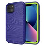 For iPhone 13 mini Wave Pattern 3 in 1 Silicone + PC Shockproof Protective Case (Navy+Olivine)