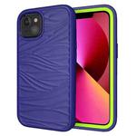For iPhone 13 Wave Pattern 3 in 1 Silicone + PC Shockproof Protective Case(Navy+Olivine)