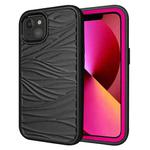 For iPhone 13 Wave Pattern 3 in 1 Silicone + PC Shockproof Protective Case(Black+Hot Pin)