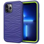 For iPhone 13 Pro Wave Pattern 3 in 1 Silicone + PC Shockproof Protective Case (Navy+Olivine)